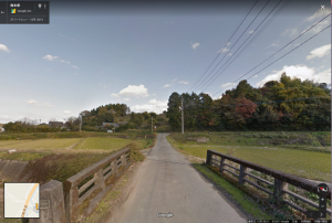 Googleマップ、写真先の台地辺が稲川